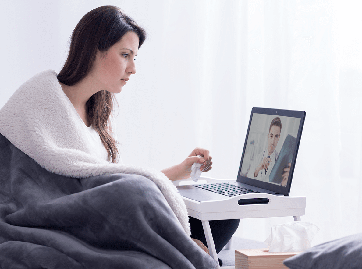A patient on a telehealth visit